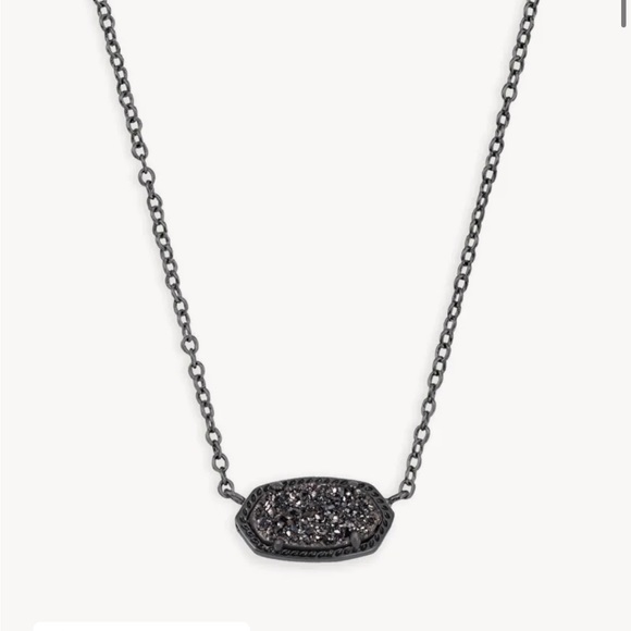 Kendra Scott Elisa Pendant Necklace in Black Drusy - Picture 1 of 2